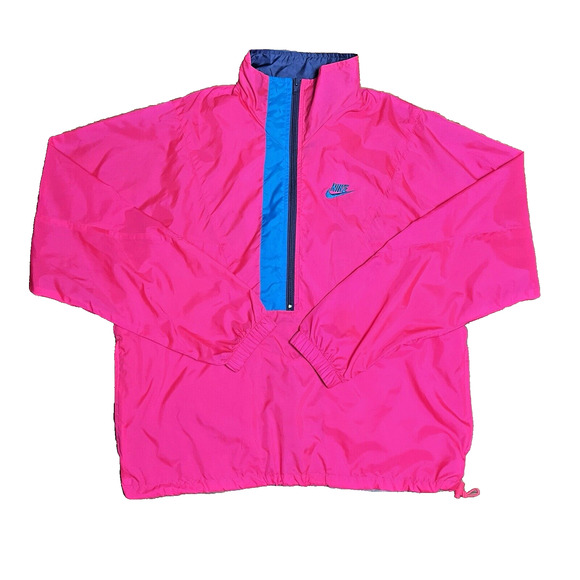 Vintage Nike Windbreaker Jacket 90s Pockets Jogging Pink 1/2 Zip Mens Medium - Picture 3 of 16